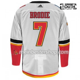 Calgary Flames TJ BRODIE 7 Adidas Weiß Trikot Authentic - Kinder